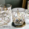 Dijkartikelen Sets Creative Glass Transparant Tumbler Cocktail Cup Europe Style Gold Crystal Foreign Whisky Beer Family 1pcs