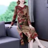 Abiti casual Autunno 2023 Cheongsam in stile cinese di alta qualità da donna nel temperamento lungo sopra il ginocchio Elegante nobile sottile