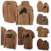 Sweatshirts långärmad t-shirt Detroit''lions''men Women Youth''Brown 2023 Salut till Service Club Pullover Hoodie