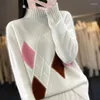 Kadın Sweaters Merino Yün Süvarisi Kış Kalın Kadın Uzun Kollu Buzlu Yeltlanmalı Küley Kültürü Kadın Jumper Büyük Boyutlu Üst Boyut