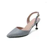 Sandals 2023 Spring Summer Women Pumps High Heel Buckle Strap Slingbacks Ladies Wedding Party Shoes Plus Size 33-50 YM-215