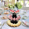 Bakeware Tools Cardboard Cupcake Stand Disposable Cake Display Tower Round 3 Tier Dessert Tree Holder