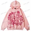 Men's Hoodies Sweatshirts 2022 Mens Womens Streetwear Pink Hoodie Sweatshirt Funny Cartoon Graphic Hoodie Autumn Harajuku Anime Hip Hop Hooded Pullover T231123