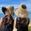 Wide Brim Hats Foldable Beach Large Hat Bows Decors Open Top Vinyl Coat Summer Protections For Women Girls Drop