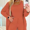 Kvinnors två bitar byxor C 2023 Set Long Women Tracksuit Sleeve Skinny Hooded Sweatersuit Solid Casual Sweatshirt Set 231123