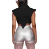 여성 SILM 의류 디자이너 T 셔츠 2023 세련되고 맞춤형 4면 탄성 섹시 블라우스