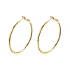 Hoop Earrings Large Gold For Women Girls 14K Real Plated Stainless Steel Silver Rounded Tube Big 40mm