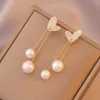 Stud Earrings 2023 Love Tassel Design Sense High Grade Light Luxury Korean Network Red Long Style Temperament Elegant Pearl