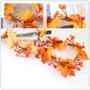 Decorative Flowers Maple Pumpkin Wreath Leaf Decor Fake Tabletop Fall Berry Festival Simulation Silk Cloth Hanging Artificial Halloween