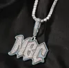 Collana con nome personalizzato Uomo Donna Iced Out Baguette Ciondolo con impostazione Charms personalizzati Trap Rapper Super Star Cubic Zirconia Gioielli Hiphop