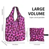 Sacos de compras bonito leopardo chita padrão sem costura sacola portátil pele animal impressão manchas mantimentos shopper ombro