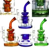 Tornado Recycler Hookahs Dab Oil Rig Klein Recyler Glass Bong Showehead Perc Bongs Heavy Base 14.5mm Female Joint Water Pipes 4mm BJ