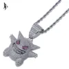 JOJO Moda Hip Hop Joias Iced Out Gengar Charms Colar Bling Crystal Ghost Pingente Colar