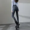 Kadın Kotu Kadın Yüksek Bel Pantolonları Yırtık Klasik Kotu Pantolonlar Mavi Gri
