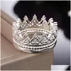 Band Ringen Sier Crown Ring 3 In1 Afneembare Knuckle Ringen Band Vrouwen Mode-sieraden Cadeau Will En Drop Levering Sieraden Ring Dhi2Q