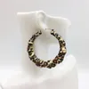 Pendientes de aro con estilo y estampado de leopardo, estilo exagerado americano y europeo, accesorios diarios, joyería de regalo