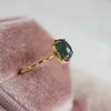 Cluster ringen klassiek zilveren ingelegde ovaal vier-hoekige geometrische ellips Emerald Ring dames verstelbare eenvoudige charme elegante avond