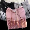 Herrtröjor tröjor 2023 ny söt cool vindbåge blixtlås hoodies cardigan kvinnor y2k harajuku college vind casual tröja par lös trend hoodie t231123