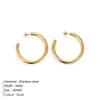 Hoop Earrings 40mm Gold Color Earring Simple Thick Round Circle Stainless Steel For Women Punk Hiphop Jewelry Drop Wholesale