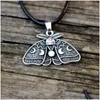 Pendant Necklaces 12Pcs Unique Witch Dead Head Skl Moth Necklace Moon Witchcraft Drop Delivery Jewelry Pendants Dhafo