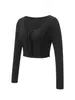 Kvinnors T-skjortor Y2K Streetwear Croped Tees Female Ribbed Button Up V-Neck Show Navel Slim Long Sleeve Crop T-shirt Korean kläder
