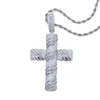 Chaînes Styles Grande Croix Pendentif Avec Corde Chaîne Pavée Cz Pierre Collier Pour Femmes Hommes Hip Hop Bijoux Argent Plaqué En Gros