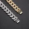 Rapper Fashion Hip Hop Gioielli 18mm 16-24 pollici oro placcati 3 file cz Miami Cuban Chain Necklace 7/8 pollch Bracciale Links for Men bel regalo