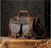 Porte-documents marque hommes véritable peau de vache à l'huile sac à main. véritable mallette d'affaires en cuir Vintage Bag.13 pouces sac pour ordinateur portable