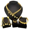 Collana Orecchini Set Per Donna Bracciali Anelli Regali per feste nigeriane placcati in oro brasiliano 24K Yll