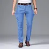 Mäns jeans tunna eller tjocka materiella mäns raka lyxiga jeans företag fritid klassiska stretch mjuka byxor denim byxor man 231122