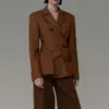 Design Waist-tight Deconstructed Suit Jacket For Women Autumn New Elegant Slimming Irregular Top
