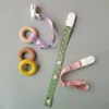 Baby Pacifier Clip Chain for Soothers Ribbon Cartoon Print Dummy Holder Leash Strap Nipple Holder Spädbarn Fodertillbehör