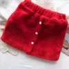 Pullover Girls Fashion European And American Christmas Plus Velvet Sweater Short Skirt Two-piece Suit Kids Clothes Winter Baby