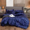 Beddengoedsets Satijnen set met dekbedovertrek Laken Kussensloop Luxe laken Effen Kleur Dubbel Single King Queen Full Twin Size 231122