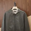 Мужские куртки Зимние кожаные куртки Loro Piana с лацканами серые пальто