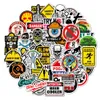 50 stuks waterdichte stickers voor motorfiets, skateboard, koffer en helmdecoratie - doe-het-zelf waarschuwingsslogans