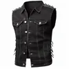 Men's Jackets Vintage Punk Denim Vest Sleeveless Jean With Rivets