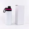 600ml 20oz Vuoti per sublimazione Bottiglie d'acqua bianche Bicchieri in alluminio Singer Layer Bere Tazze per sport all'aria aperta Bicchieri con coperchio in 5 colori