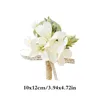 Andra modetillbehör Boutonniere Silk Roses Corsage White Wedding Groom Boutonniere Button Hole Flower Artificial Flowers Corsages Brosch Pins J230422