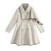 Куртки для девочек, теплое шерстяное пальто, зимняя утепленная верхняя одежда, куртка для девочек, детское длинное пальто с рюшами и рукавами, осенняя мода 231123
