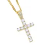 Cross Pendant Necklace for Men Iced Out Gold Silver Color Full Rhinestone Cuban Chains Classic Hip Hop Jewelry