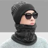 Berets Neck Warmer Hat Men's Suits Knitted Scarf Two-piece Mens Hats Fitted Leggings