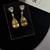 Orecchini pendenti DRlove Splendidi orecchini pendenti gialli con zirconi cubici da donna per accessori da sposa Colore argento di alta qualità Elegante signora