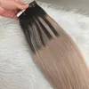 Ombre Tape in Human Hair Extensions Black Fading to Ash Blonde Balayage Seamless Tape on Hair Extension 100g/40pcs