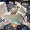 Hot Limited Sale Automatic Laces Shoes Air Mag Sneakers Marty McFly 's Led Back To The Future Glow in the Dark Grey Boots McFlys Man Sports Size 39-48