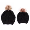 Beanies Beanie/Skull Caps Winter Hat Vrouwen Baby gebreide muts met pompom voor vrouwelijke kinderen Warm Dikke rekbare schedels