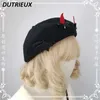 Berretti originali per donna Accessori per capelli tridimensionali Lolita Halloween Ali di pipistrello Corno da diavolo Berretto per cappello punk scuro gotico 230920