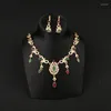 Collier boucles d'oreilles ensemble bijoux de mariage arabe chaîne coulissante plaqué or femmes turc cadeaux de mariée accessoires de mode