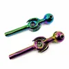 Vente chaude Nano Placage Verre Brûleur À Huile Tuyaux Colorés Pipes À La Main mi beignet bras latéraux équilibreur Cuillère Pipe Fumer Accessoires De Tabac