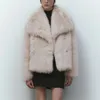 Womens Fur Faux Chic Ins Blogger Brand Fashion Fake Fox Coat Winter Luxury Design Large Collar Cool Girl 231122